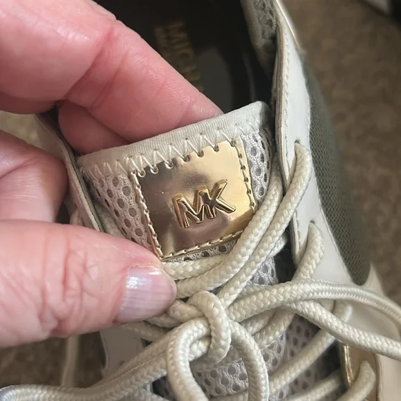 Michael Kors Mesh Sage and Gold Platform Sneakers Size 10 - Picture 10 of 12